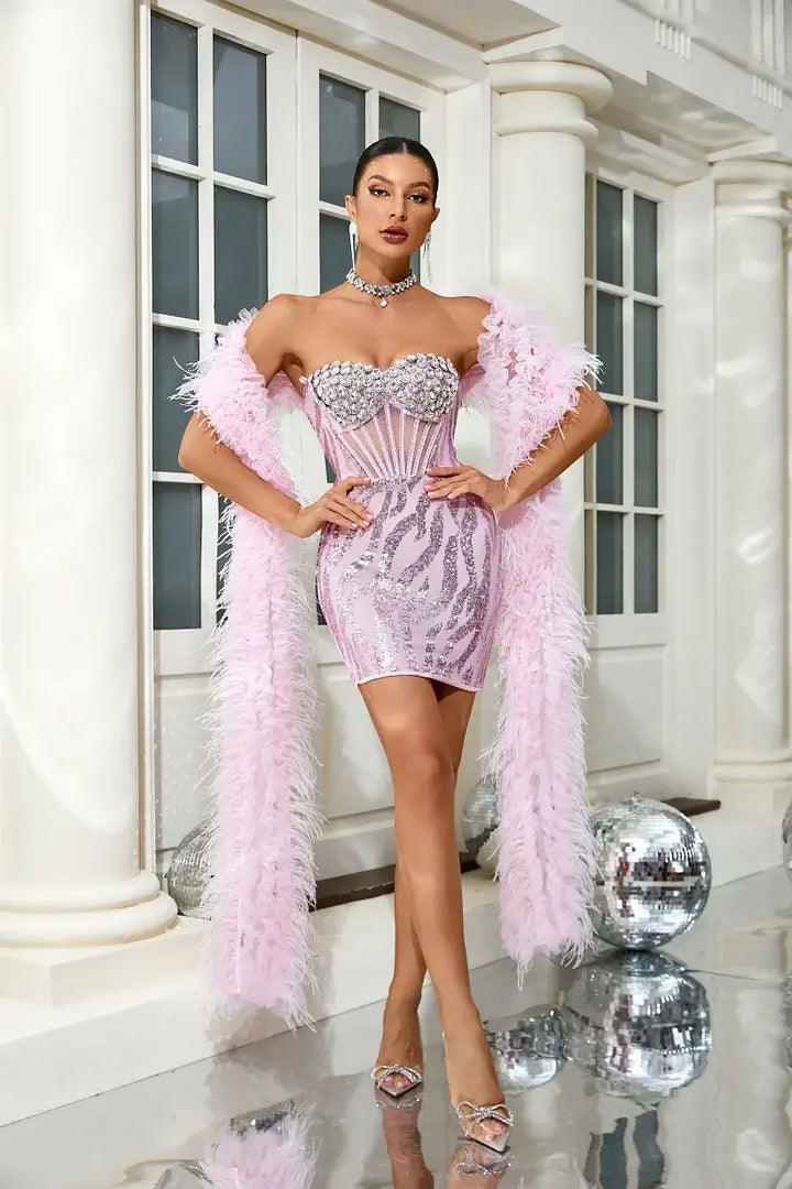 Vestido lantejoulas luxo - Inara