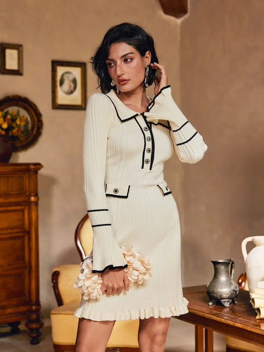 Vestido canelado com babados - Lena