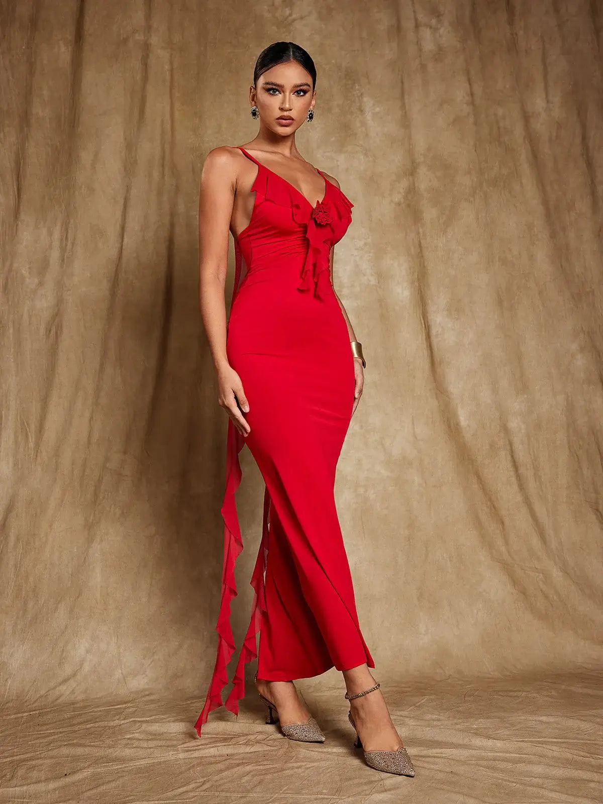 Vestido drapeado costas nuas - Rubia