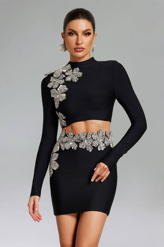 Conjunto flores com gola alta - Lana