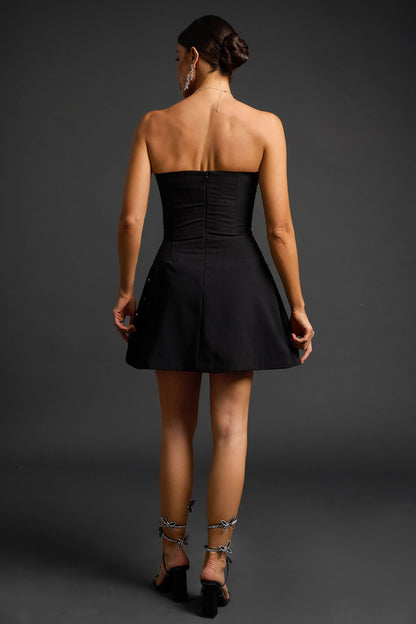 Vestido sem alças com aplique - Zenari