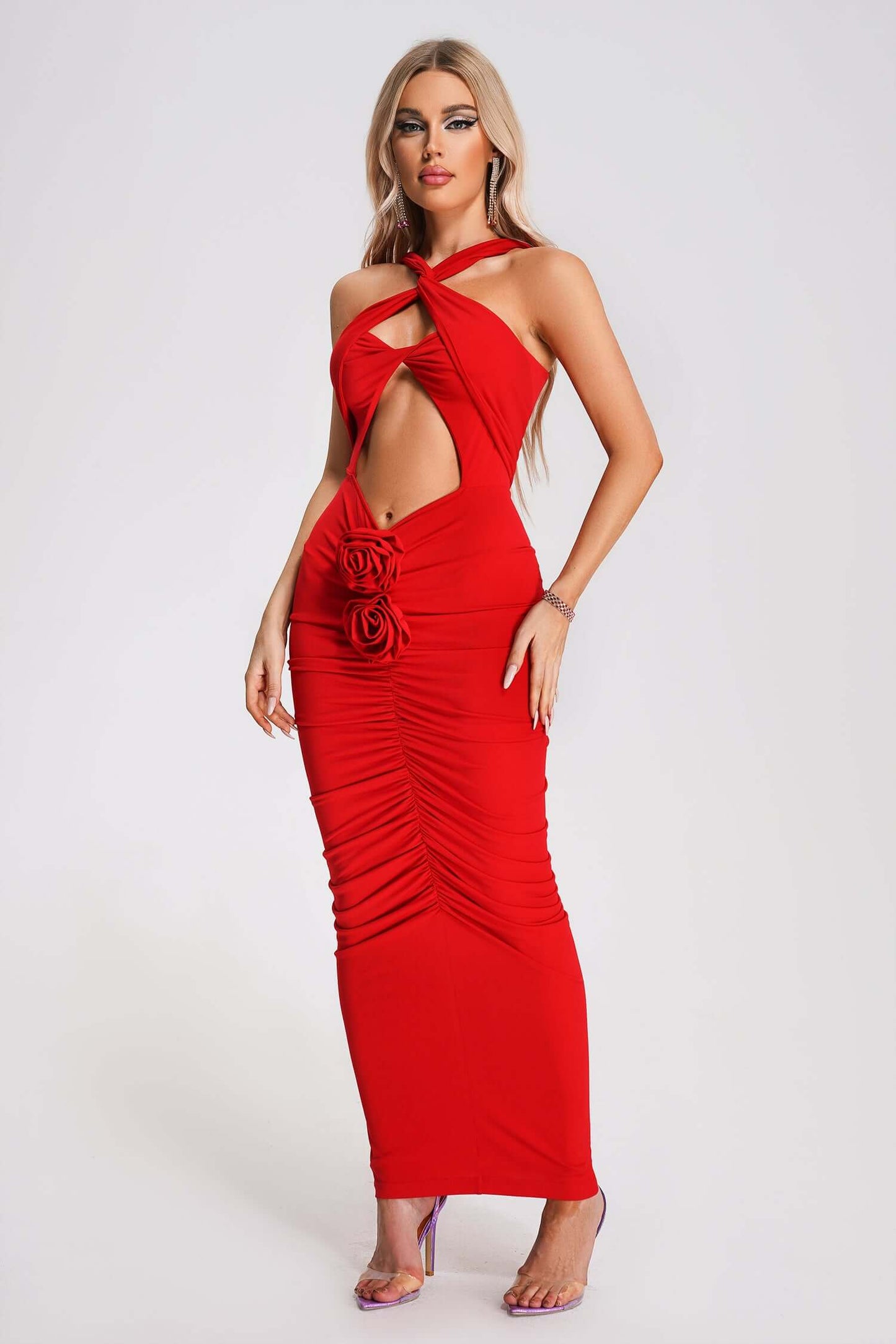 Vestido recortes com flor - Reiley