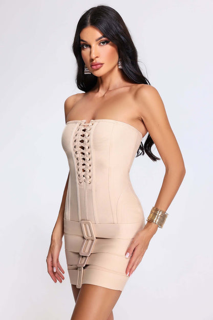 Vestido bandagem sem alças - Izzie