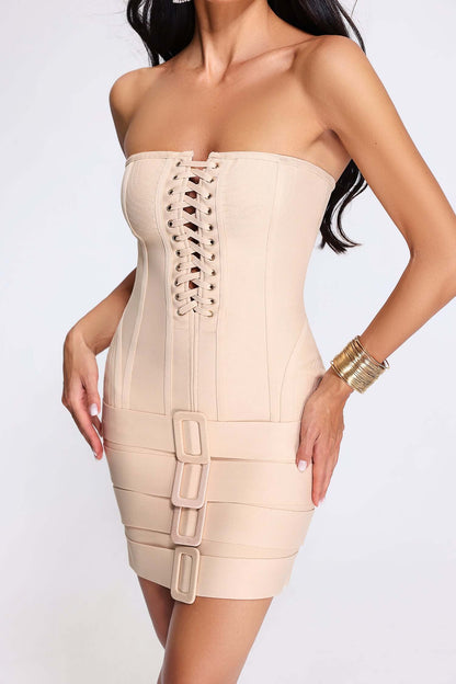 Vestido bandagem sem alças - Izzie
