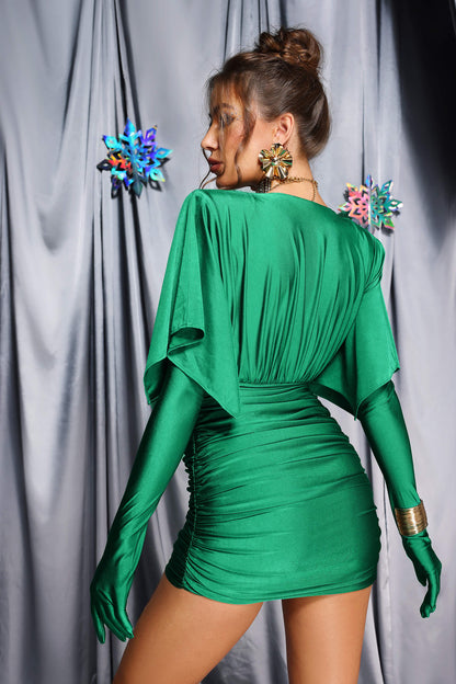 Vestido ombreiras decotado - Dania
