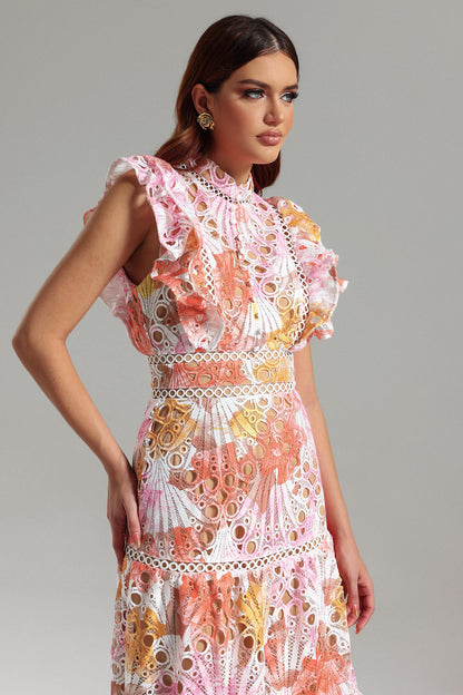 Vestido de gola renda - Fribey