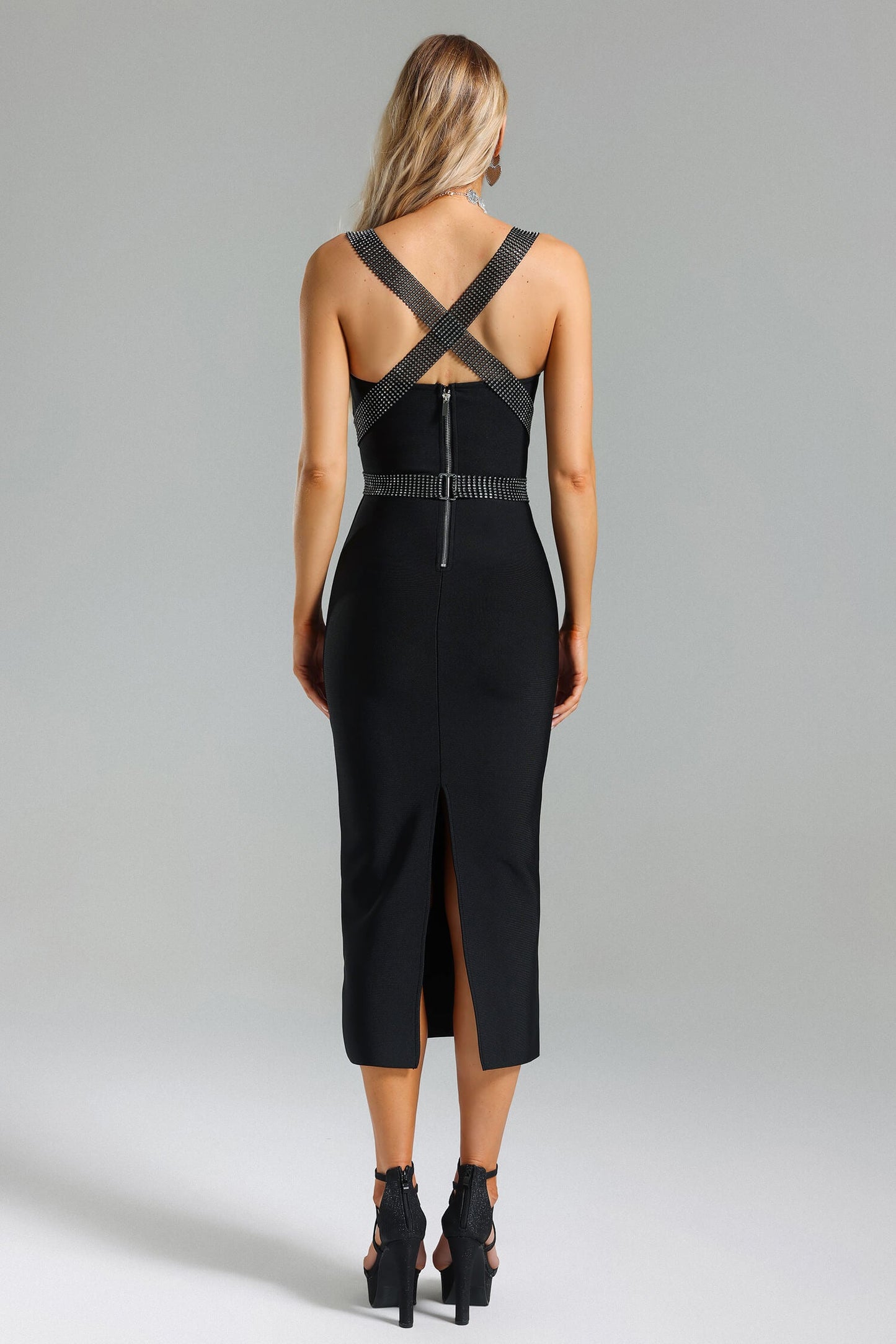 Vestido justo com faixa strass - Elijah