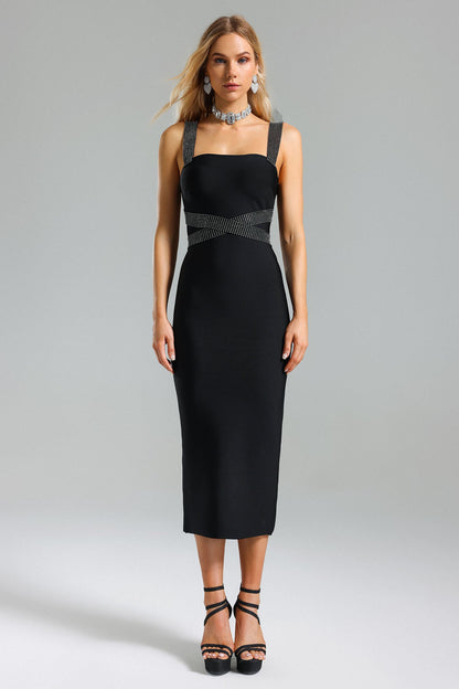 Vestido justo com faixa strass - Elijah