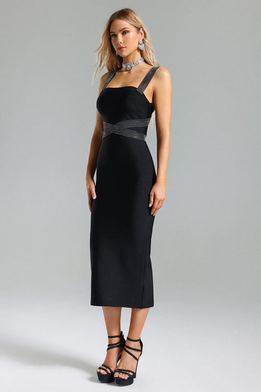 Vestido justo com faixa strass - Elijah