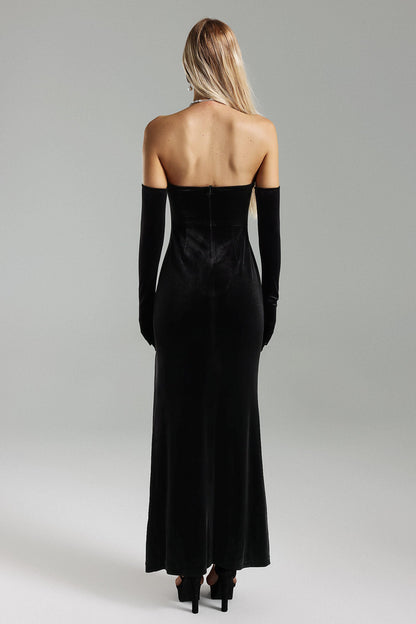 Vestido de veludo sem alças - Rosana