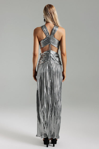 Vestido metálico fenda - Edwina