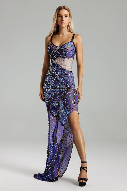 Vestido com fenda em pedraria - Berta