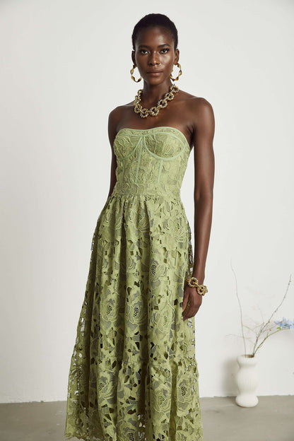 Vestido de renda sem alças - Flavia