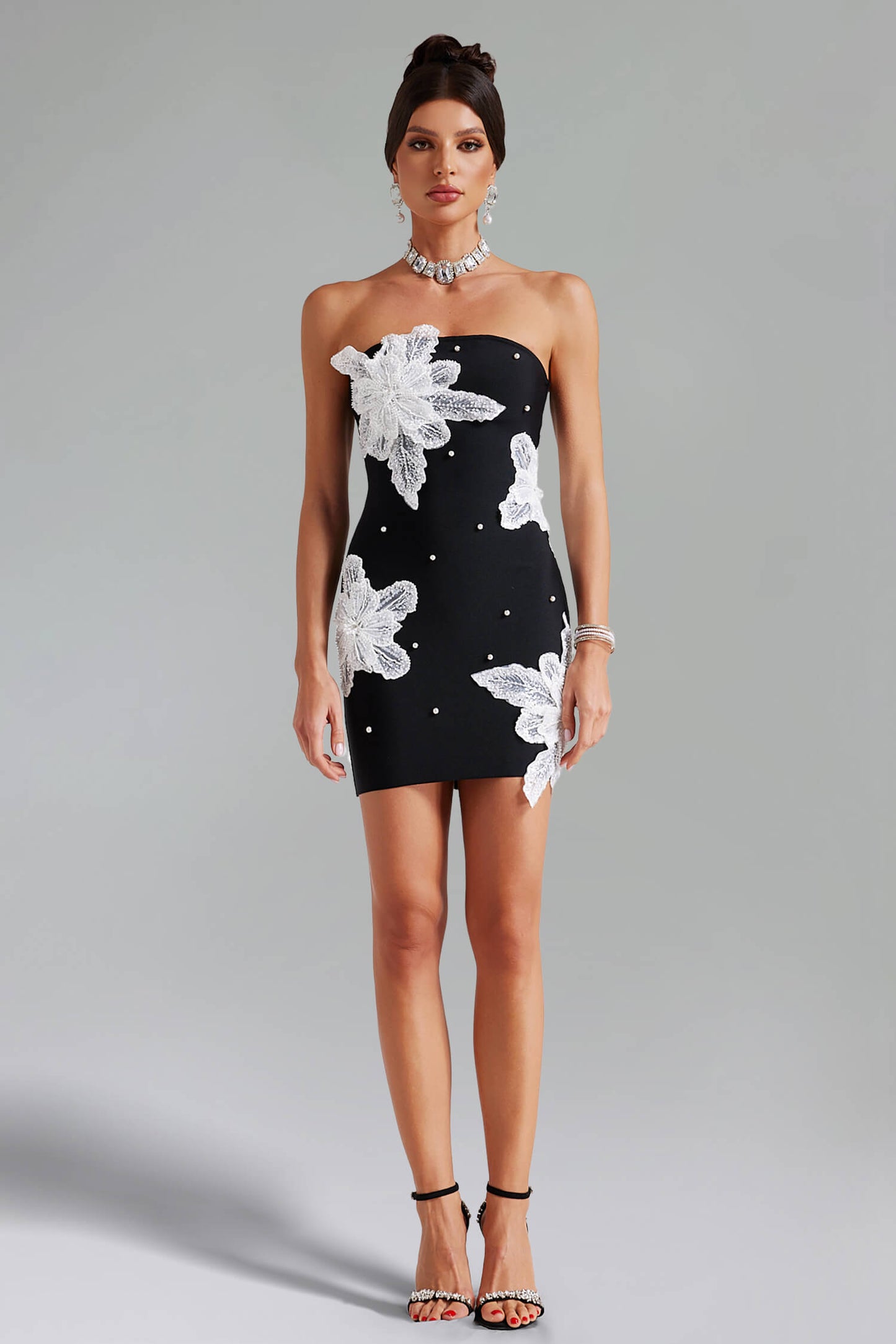 Vestido sem alças com apliques - Siena