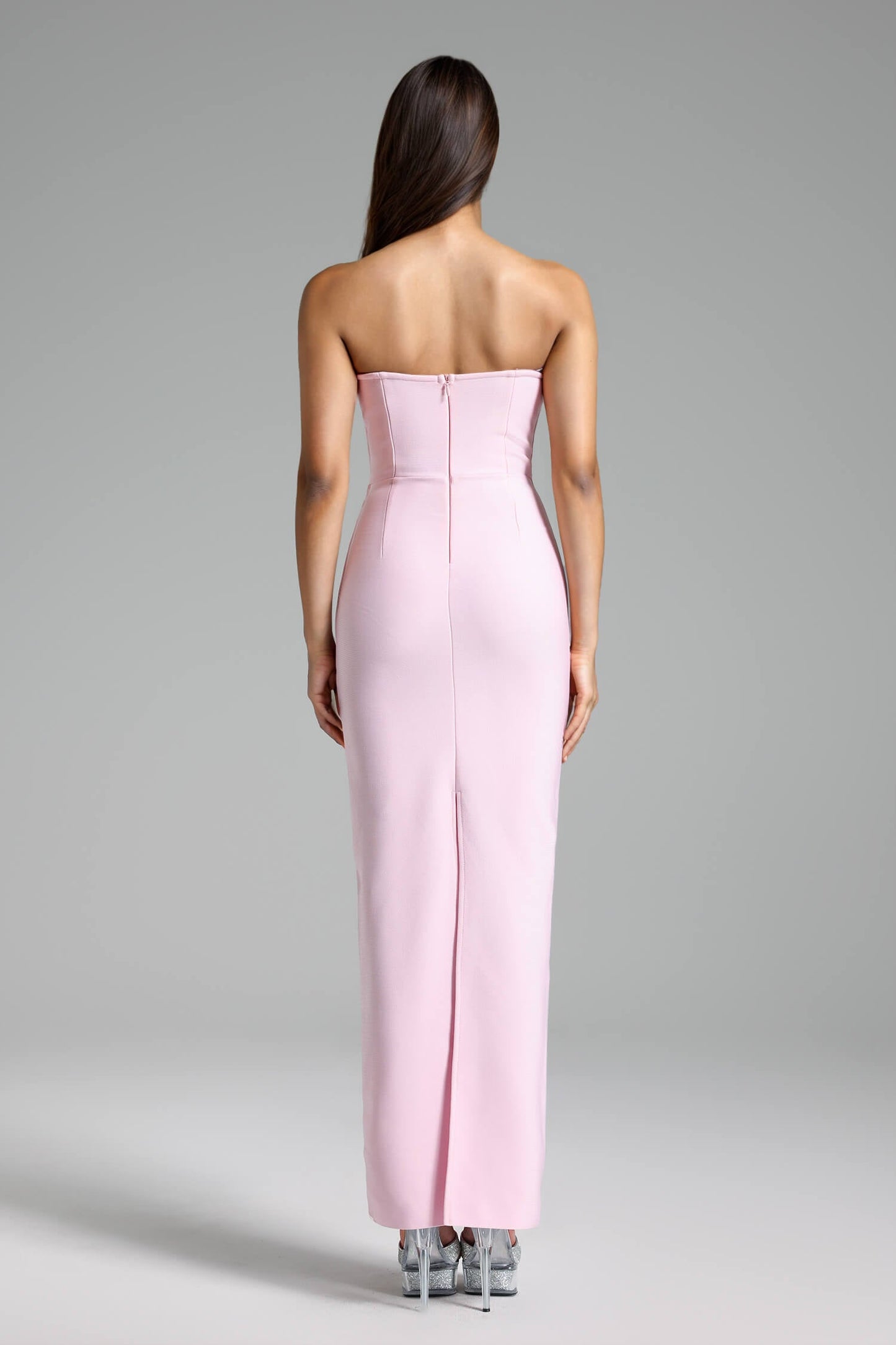Vestido longo sem alças bordado - Sheila