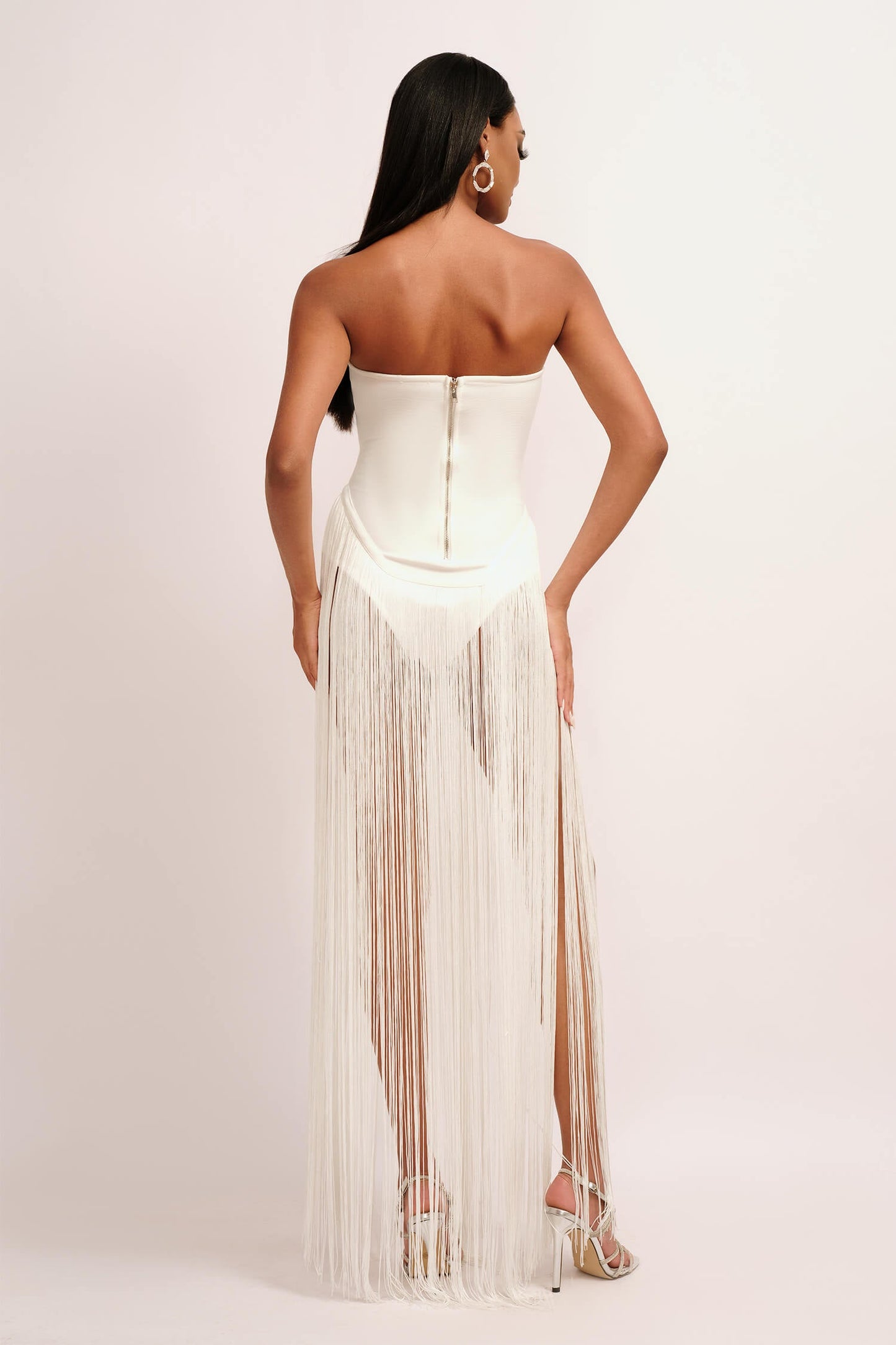 Vestido sem alças com franja - Noami