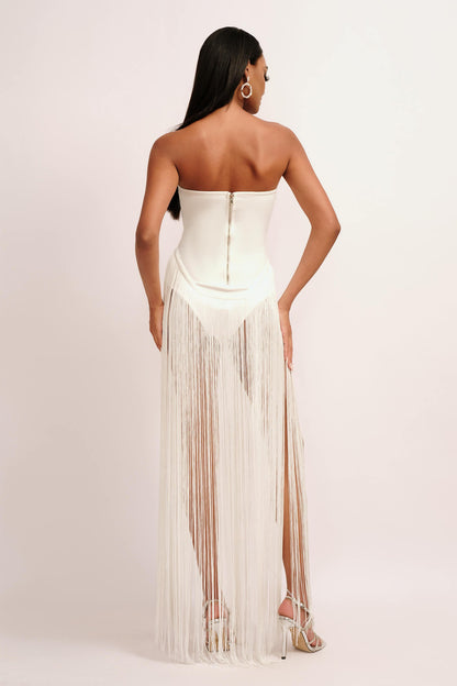 Vestido sem alças com franja - Noami