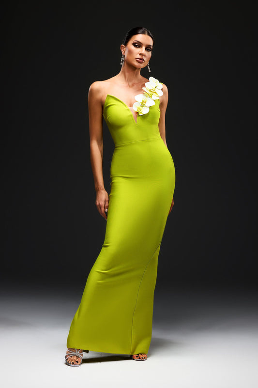 Vestido flor ombro a ombro - Nicola