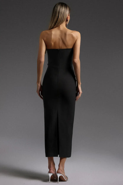 Vestido sem alças linhas strass - Duda