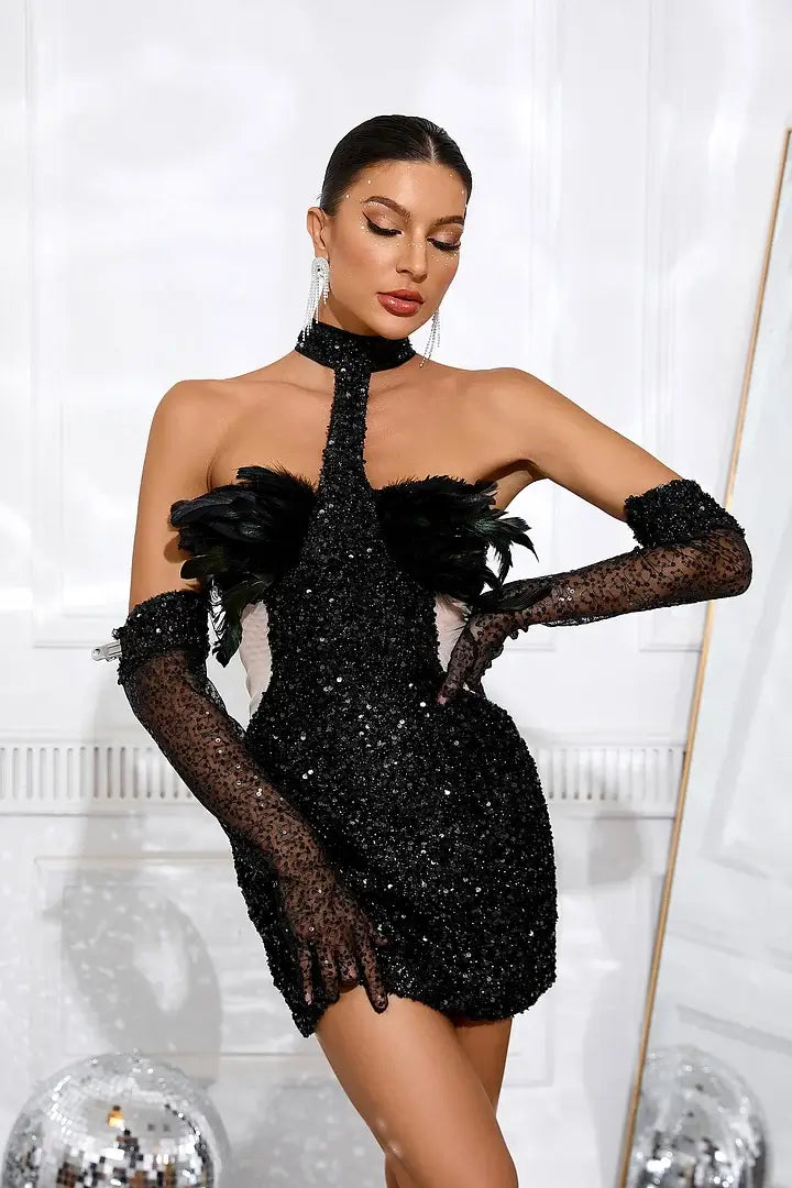 Vestido luxo gola alta - Samya