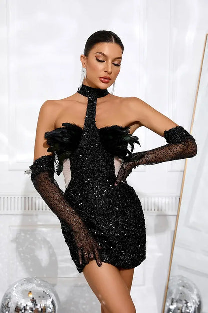 Vestido luxo gola alta - Samya