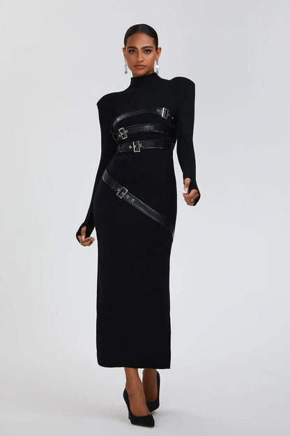 Vestido gola alta com cintos - Ruby