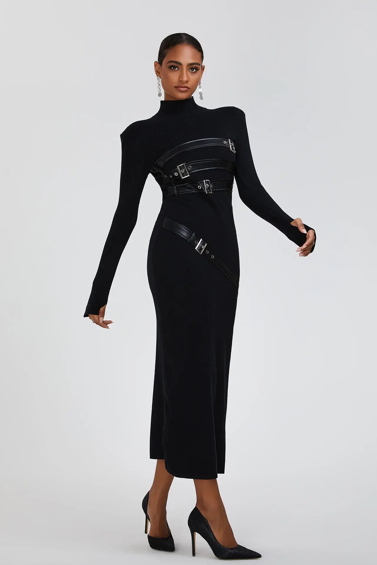 Vestido gola alta com cintos - Ruby