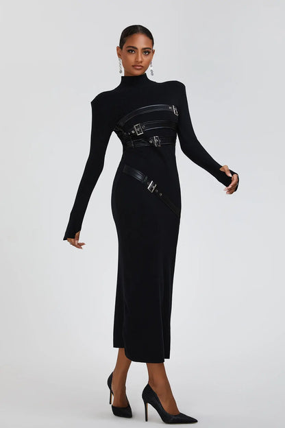 Vestido gola alta com cintos - Ruby