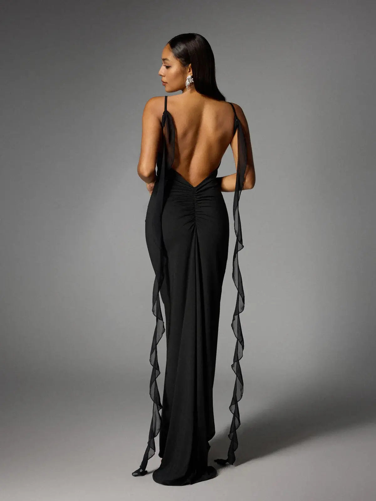Vestido drapeado costas nuas - Rubia