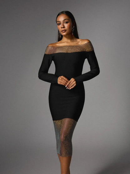 Vestido strass ombros à mostra - Galata