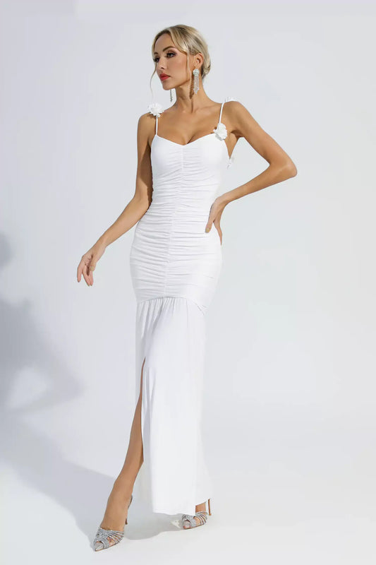 Vestido com fenda e alças finas - Wanda