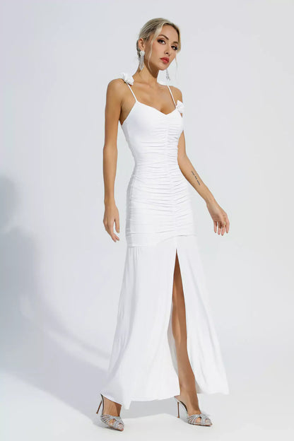 Vestido com fenda e alças finas - Wanda