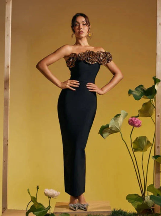 Vestido Floral Dourado - Griselda