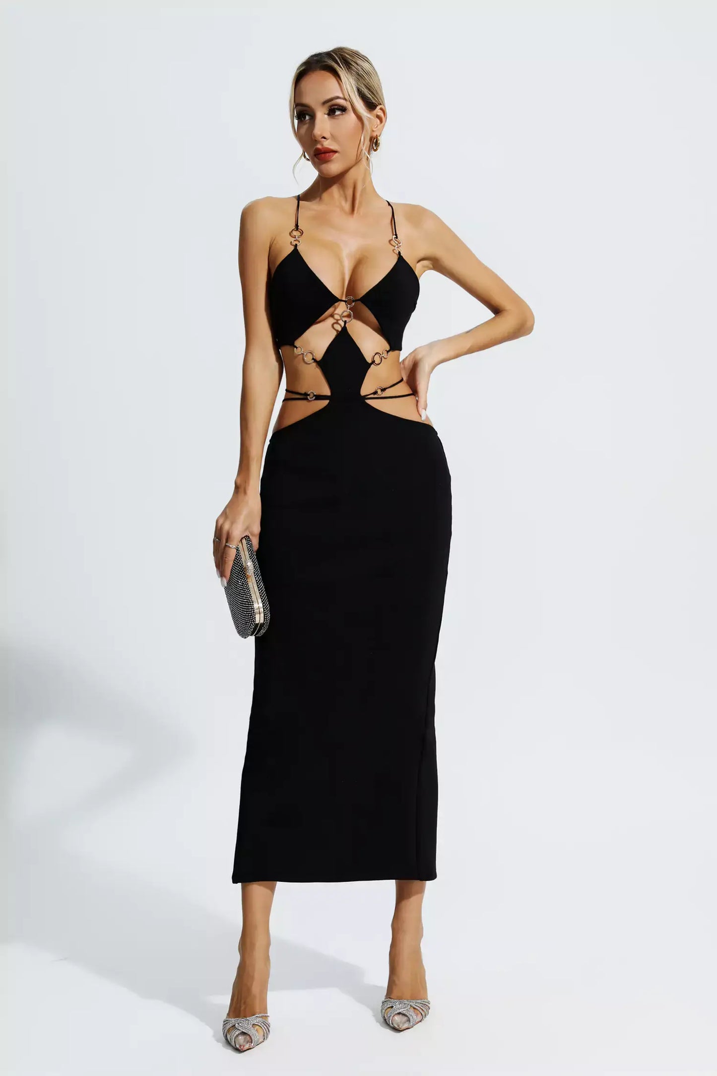 Vestido recortes e costas nuas - Aura