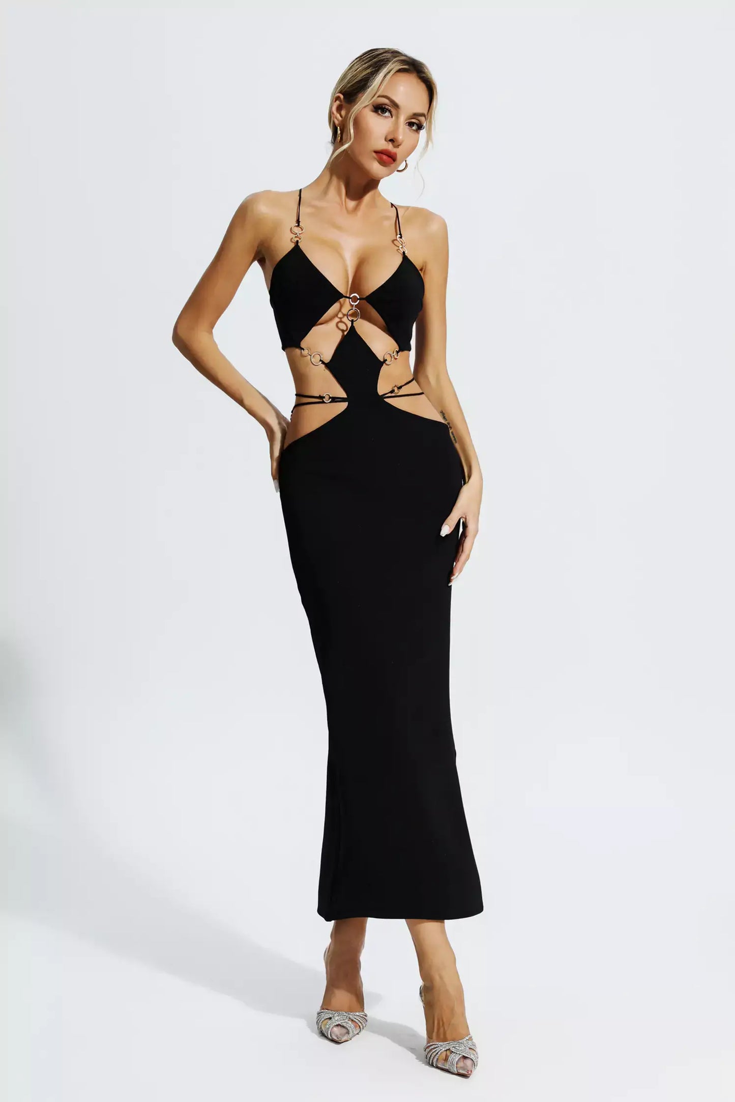 Vestido recortes e costas nuas - Aura