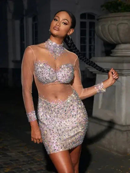 Vestido transparência em pedraria - Ryacinth
