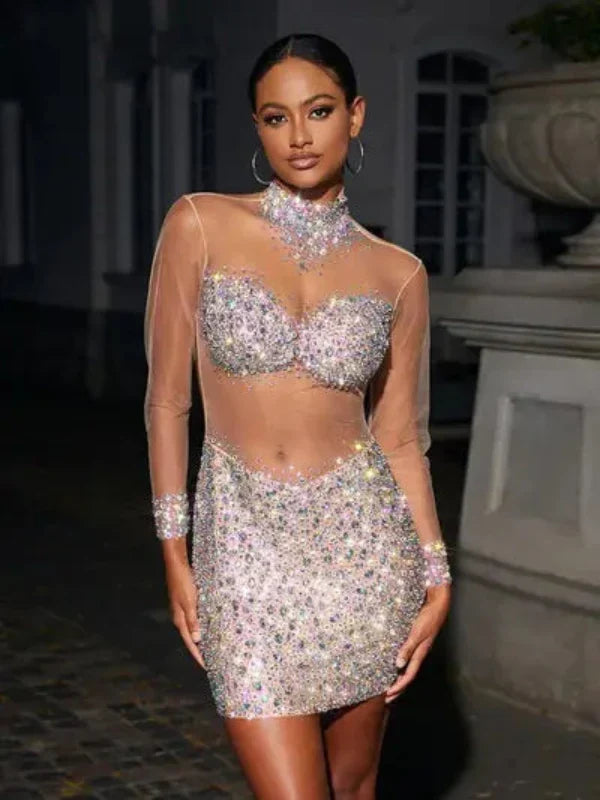 Vestido transparência em pedraria - Ryacinth