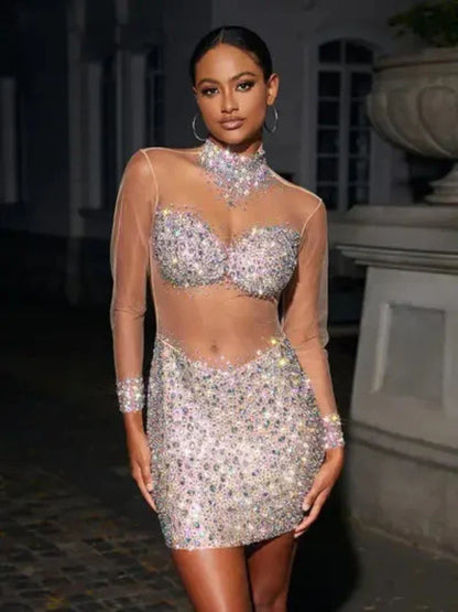 Vestido transparência em pedraria - Ryacinth