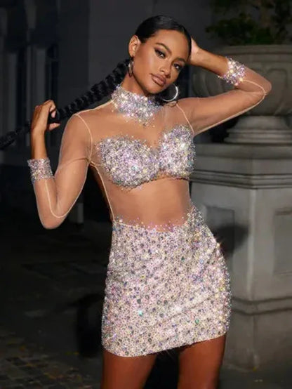 Vestido transparência em pedraria - Ryacinth