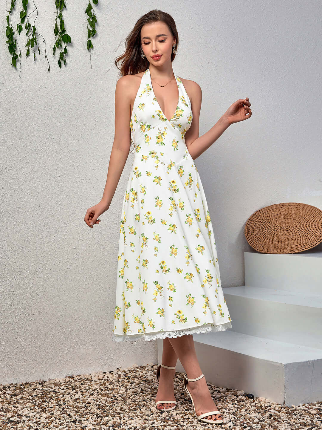 Vestido decote V sem costas - Vicky