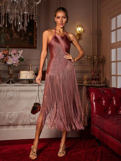 Vestido frente única franjas - Darren
