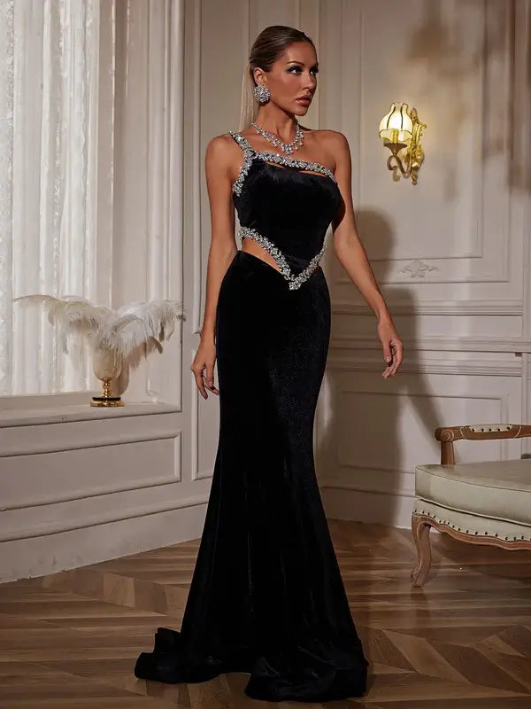 Vestido apliques de um ombro - Miralyza