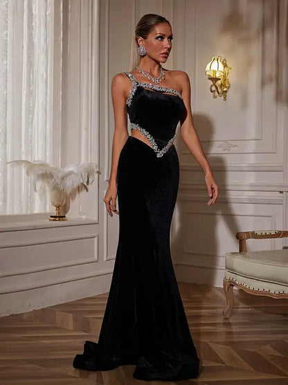 Vestido apliques de um ombro - Miralyza