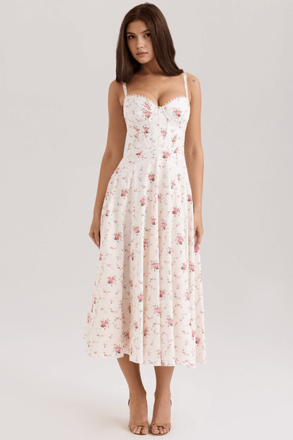 Vestido corset floral de alças - Tilia