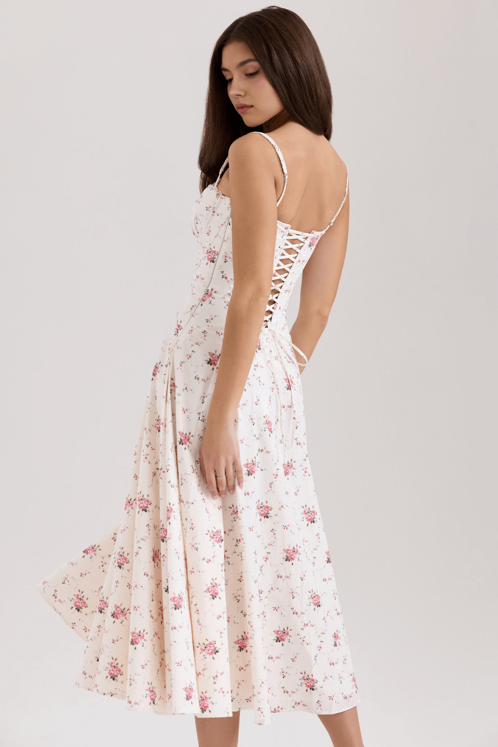 Vestido corset floral de alças - Tilia