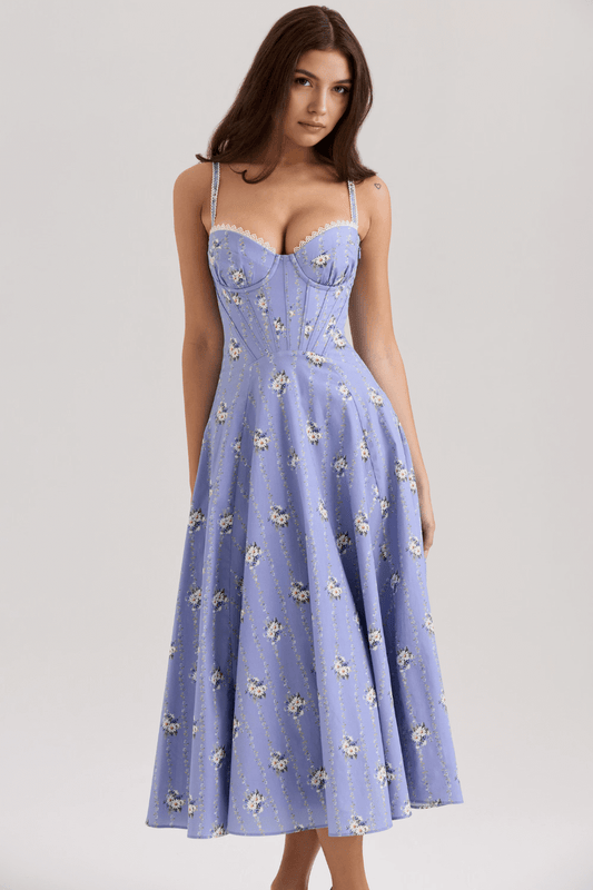Vestido corset floral de alças - Tilia
