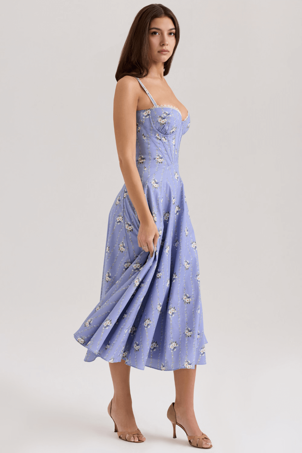 Vestido corset floral de alças - Tilia