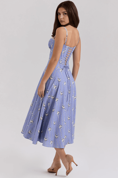 Vestido corset floral de alças - Tilia