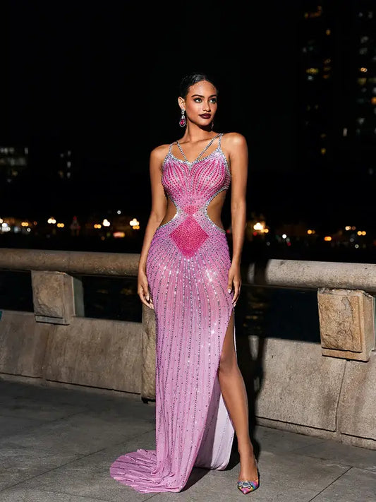 Vestido fenda pedraria - Bexlei