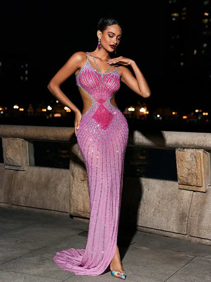 Vestido fenda pedraria - Bexlei